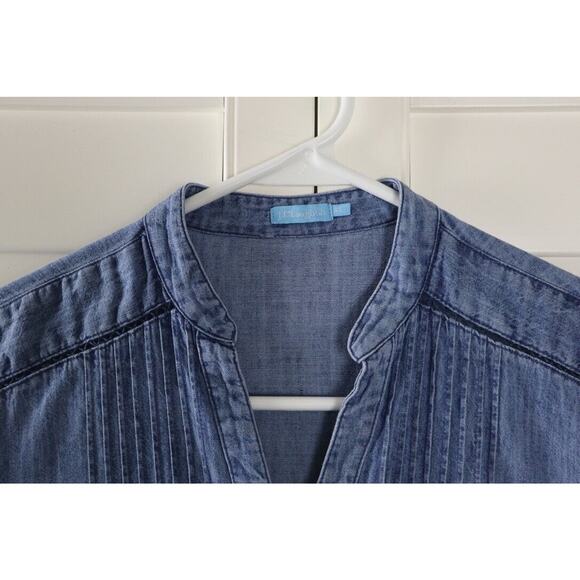J. MCLAUGHLIN $148 Chambray Pleated Linen Blend Tab Sleeve Shirt Top Size XS - Picture 6 of 6